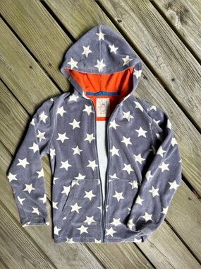 Mini Boden Terry Cloth Star Toweling Hoodie Zip Up 9/10Y